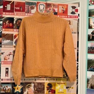 Mock neck orange knit sweater